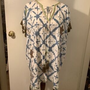 SKEMO Tassel Tie Dye Beaded Swim Cover Up